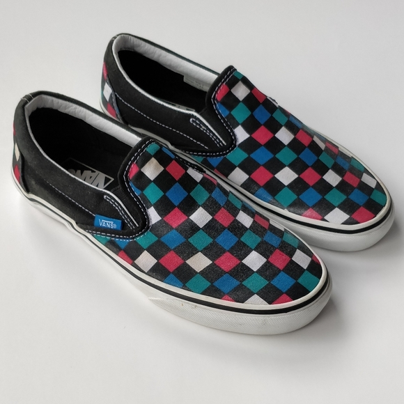 Vans Slip Slide Multi color Checkerboard Shoes 7 - Picture 1 of 10